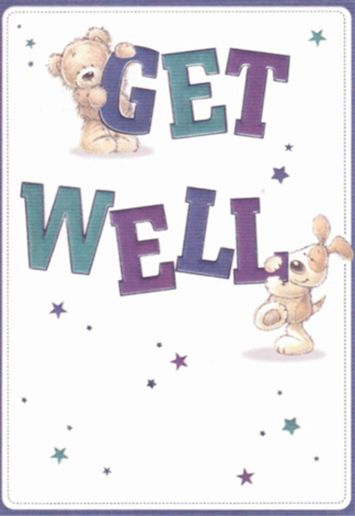 This enchanting get well card radiates gentle encouragement and the playful innocence so fitting for Oxted's peaceful neighborhoods. Front and center, a delightful bear and an exuberant puppy share a moment surrounded by twinkling stars-each one a visual wish for healing carried through the air like a gentle breeze over Master Park. The bold, confident lettering, shaded in harmonious purples and soothing aquas, anchors the design on a creamy, clean backdrop. There's an almost tangible sense of softness: the plush bear's fur, the velvety flop of the puppy's ears, echoing the comforting hand of a friend offering a beautifully arranged bouquet from a local Oxted florist. The atmosphere is light and positive, perfect for lifting spirits whether the recipient is a child recovering at home near Station Road or an older neighbor in Limpsfield in need of support. Every brushstroke and twinkling detail has been thoughtfully placed-much like each stem in a hand-tied arrangement-to radiate the sort of sincere, heartfelt care that Oxted is known for. This card, full of warmth and innocent encouragement, pairs effortlessly with a bouquet to create a truly memorable get well gesture.